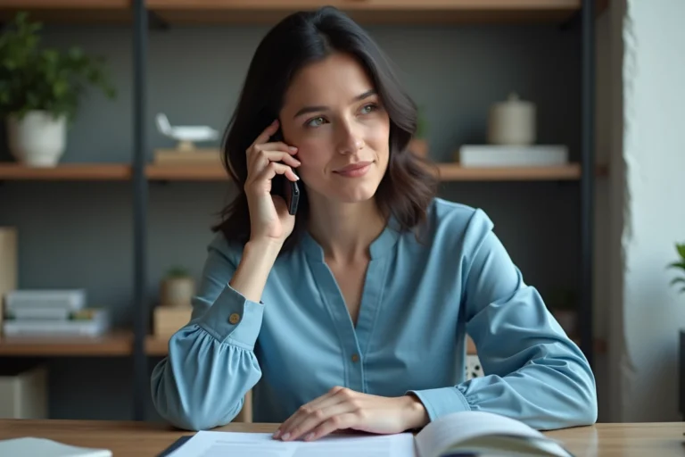 Femme en télétravail au bureau à domicile