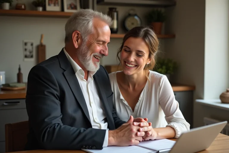 Père et fille souriants partageant un budget mariage